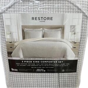 Restore Home 3 Piece Curated King Beige and Gray Comforter Set 108”x96”